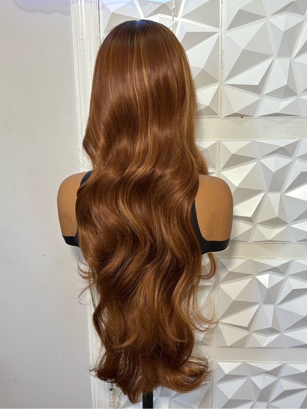 HD Frontal Lace 30 Inch Layered Bounce Wig Brown Highlight Heat-Safe Hair Blend